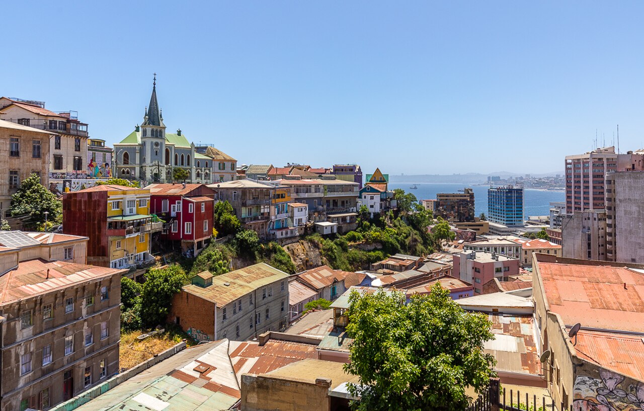 The painted hillside houses of Valparaíso, Chile