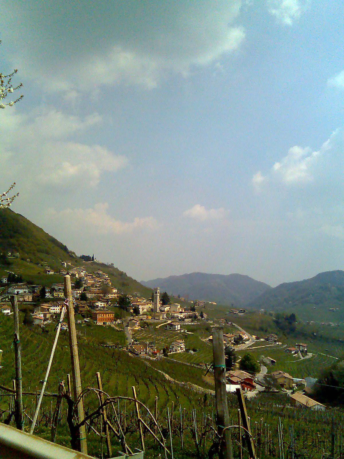 The steep vineyard hills above Valdobbiadene in the Prosecco Superiore zone